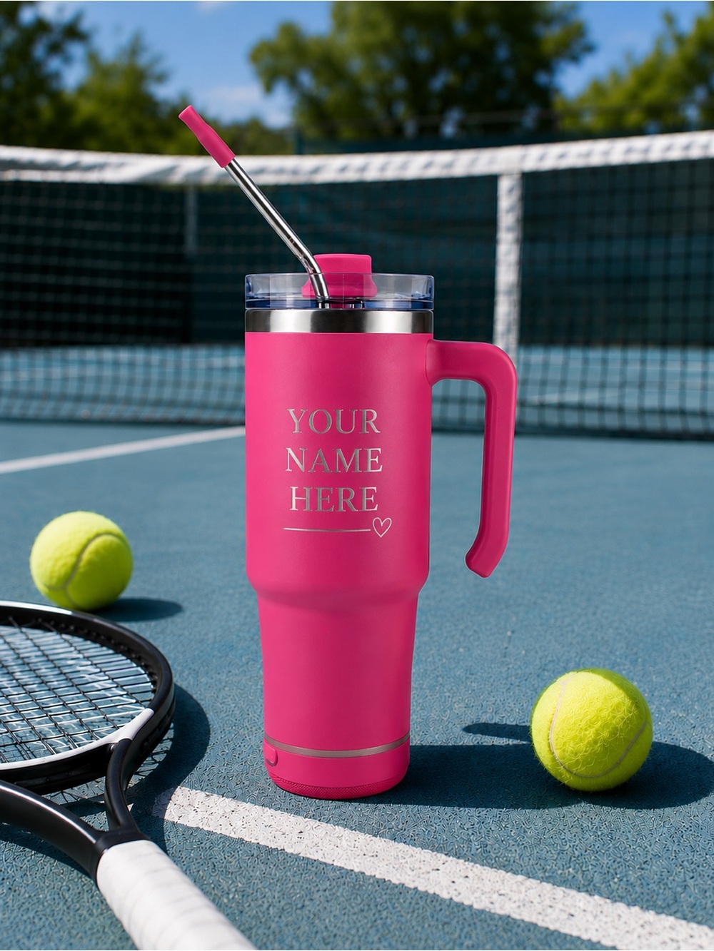 Hogg Bluetooth Speaker Mug 30 oz Insulated Travel Tumbler Hot Pink